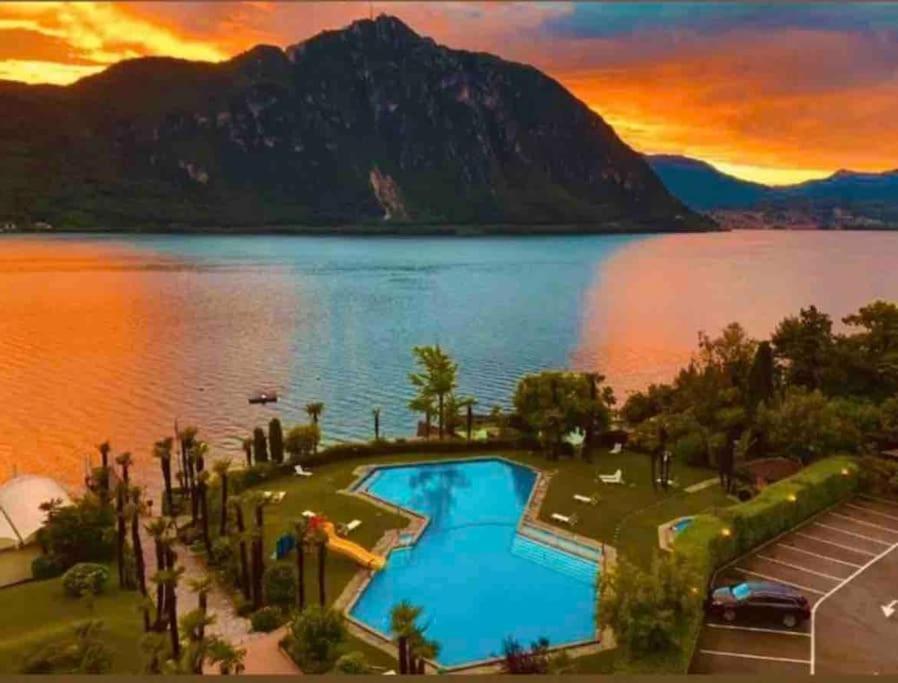 Appartamento Con Piscina E Sauna Bissone Extérieur photo